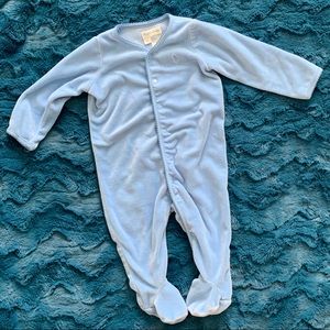 Infant size 9 mth button down Ralph Lauren blue velour sleeper